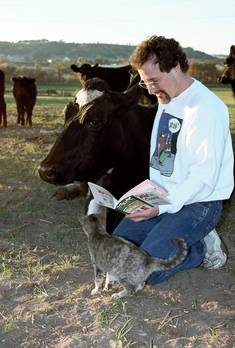 Leigh reading to Buttercup