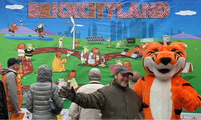 RITchie the Tiger and Leigh Rubin at BrickCityLand Mural unveiling